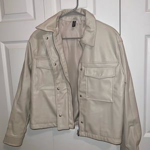 H&M IVORY/BEIGE Faux Leather Jacket